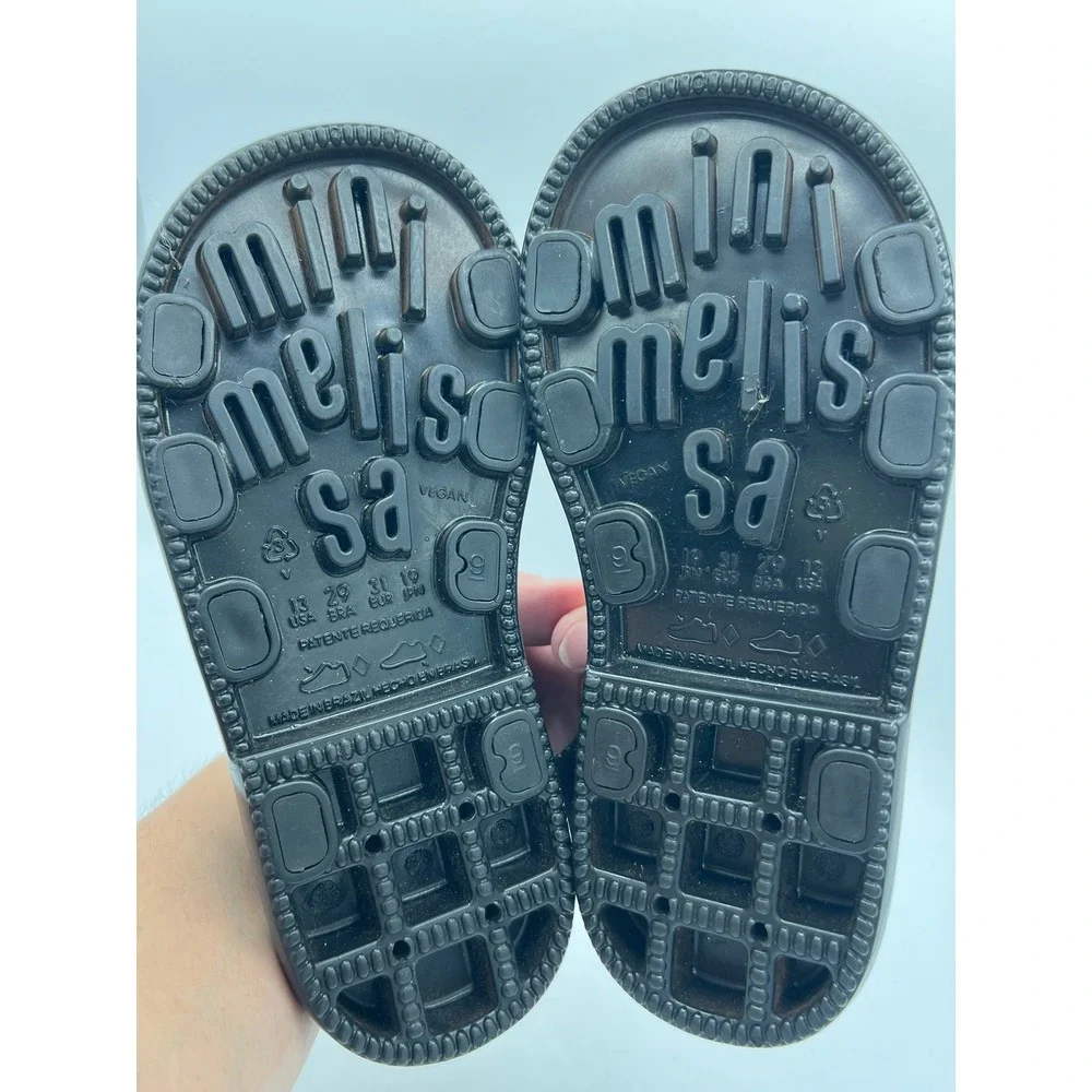 Mini Melissa Hip Bloomy Sandals Girls Sz 13 Daisy Black Flower Jelly Summer EUC